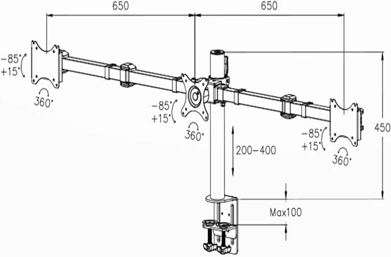 Desktop Clamp Full Motion 10-30 Inch Triple Monitor Stand 360 Degree Triple LED LCD Monitor Mounting Arm Bracket 10kg per Arm