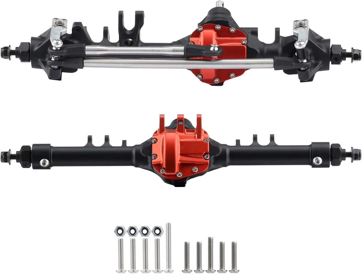 RC Axle Models For Axial For SCX10 II VS4-10 For Rock 1/10 Offset Straight Axle Set CNC Aluminum Piece Construction Trucks Parts RC Crawler(Black,1set)