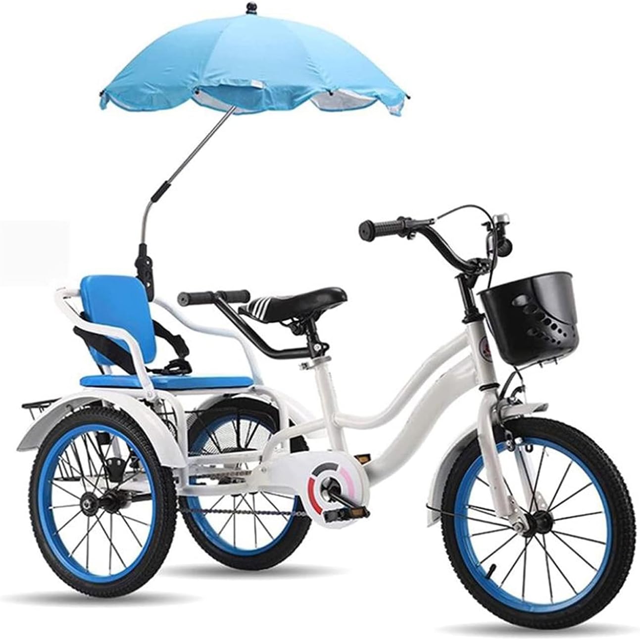 Three Wheel Bike 16in Children's Bicycle with Rear Bucket & Front Basket Kids 3-12 Years Old Pedal Bike Childrens Boys Girls Cruiser Bycicles 3 Wheel Bikes Trike Cycling Pedalling