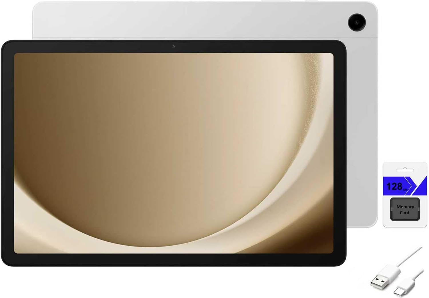 Samsung Galaxy Tab A9+ 11 inch Android Tablet, Big Screen, 128GB Storage, Quad Speakers, Upgraded Chipset, Multi Window Display, Slim, Light, Silver with Accessories