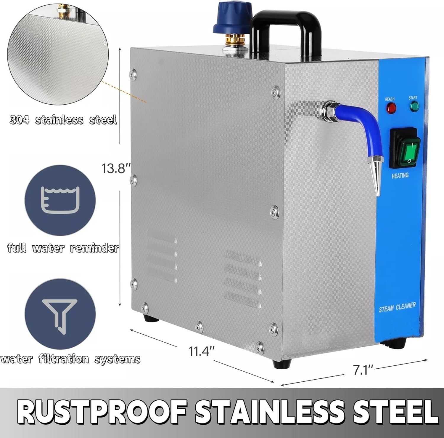 Jewelry Steam Cleaner, 2L Jewelry Steam Cleaning Machine, Gemstone Cleaner 110v/1300W Mustrod