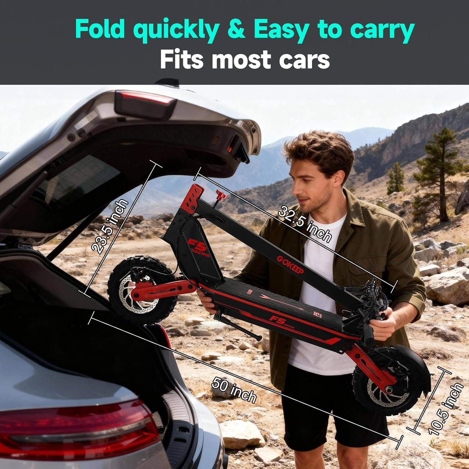 Electric Scooter, 1500W Peak Power Adults Electric Scooter, 34mph, 52V/20ah Battery Scooter with 43 Mile Long Range, 11” Anti-Slip Off-Road Electric Scooter