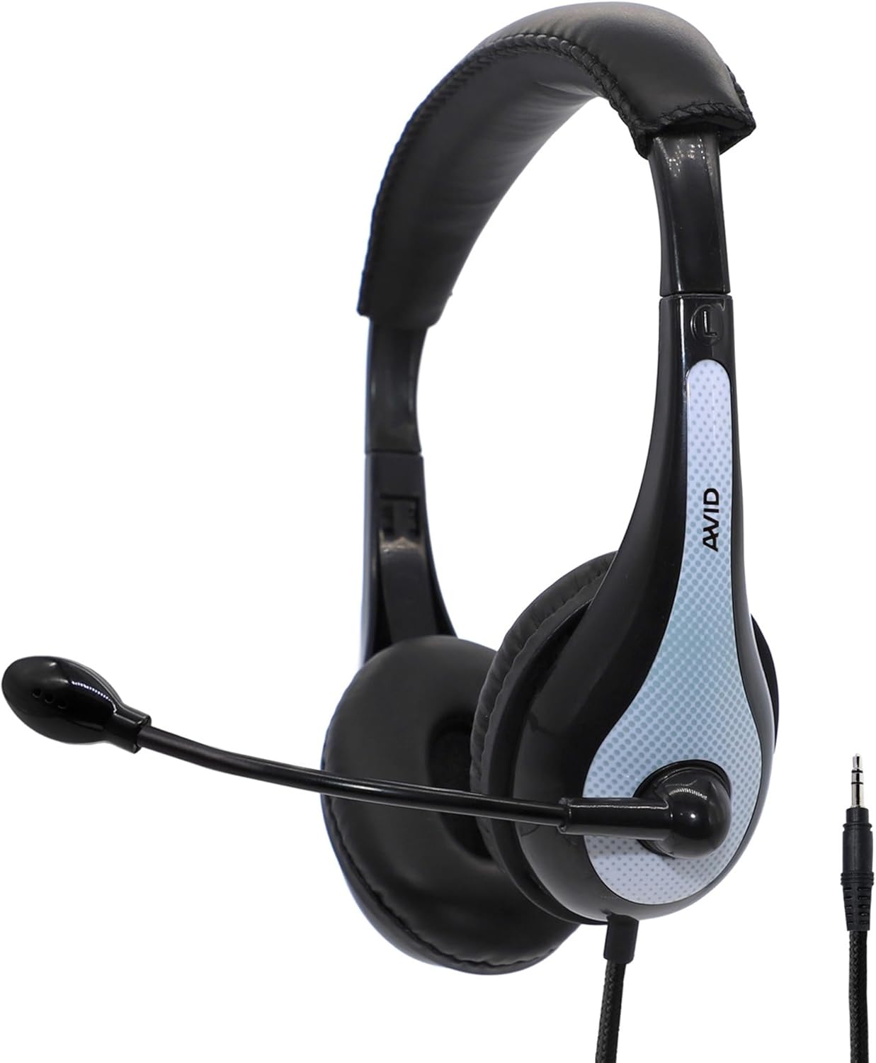 Avid Products AE-36 Headset in White with Adjustable Boom Microphone for School, Classroom, Education, Testing and Assessment (50 Pack)