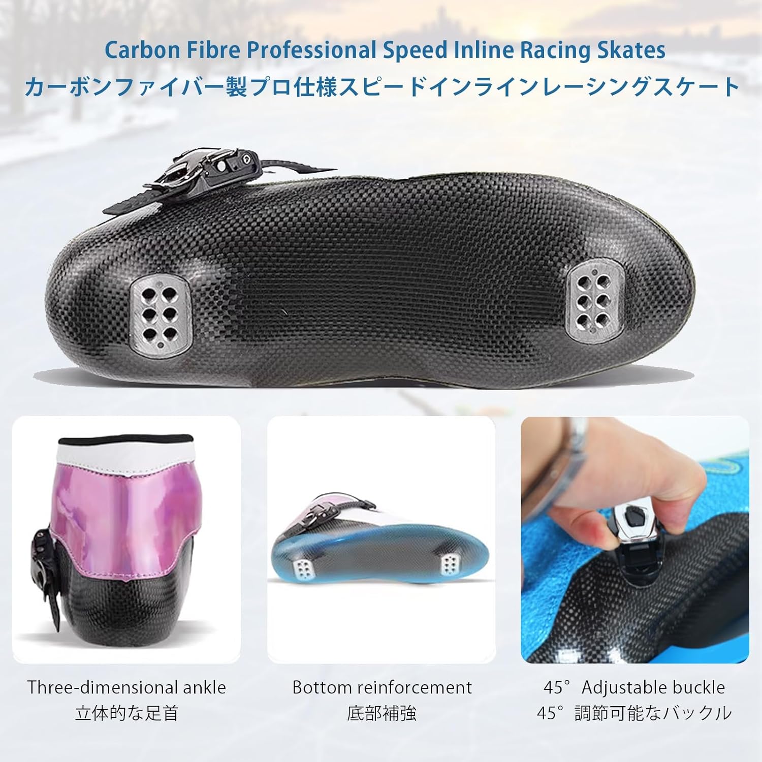 Inline Speed Skates for Men Women, Heat Moldable Carbon Fibre Professional Speed Inline Racing Skates High Performance Adjustable Training Skates, Unisex