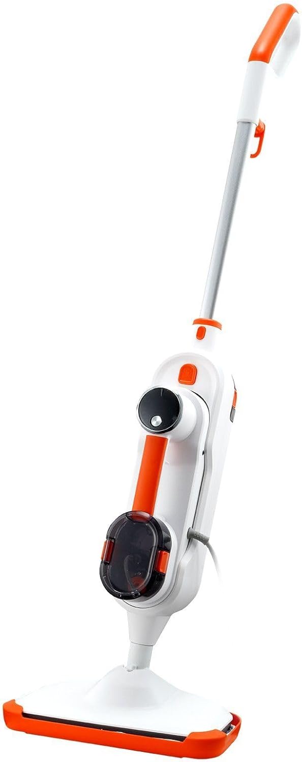 Steam Mop, 8-in-1 Hard Wood Floor Cleaner with 7 Replaceable Brush Heads, for Various Hard Floors, Like Ceramic, Granite, Marble, Linoleum, Natural Floor Mop with 2 pcs Machine Washable Pads