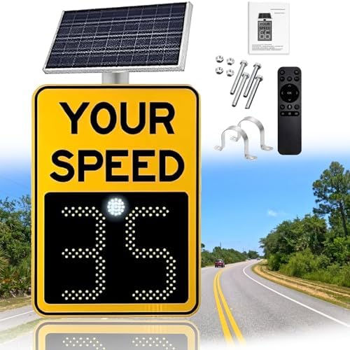 Solar Powered Radar Speed Display Sign, Flashing Speed Limit Indicator for Roads & Neighborhoods, Solar Speed Limit Sign (50x70cm / 20x27in) - Enhance Traffic Safety!