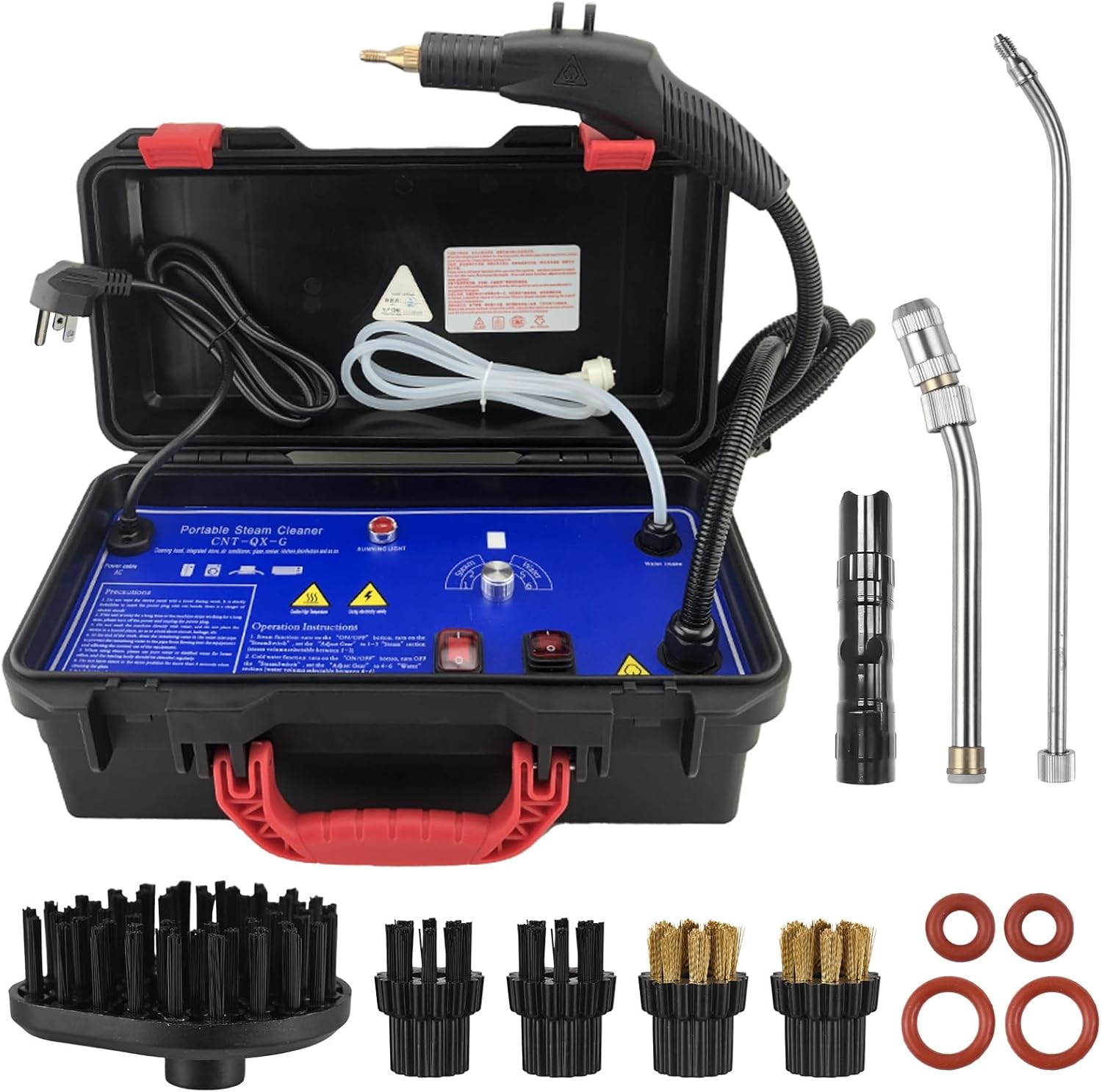 1700W High Pressure Steam Cleaner, Handheld Tankless Steamer with Hot & Cold Water Modes for Home & Auto Detailing - Cleans Tile Grout, Kitchen Grease, Floor Gaps (US Plug-Blue)