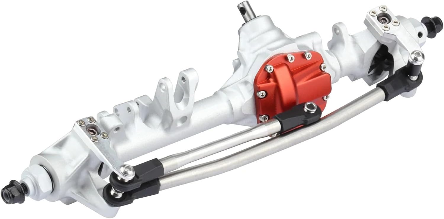 RC Car Accessories Compatible with Axial for SCX10 II VS4-10 for Rock Trucks 1/10 RC Crawler Parts Machined Aluminum Offset Straight Axle Set(Silver,1 Set)