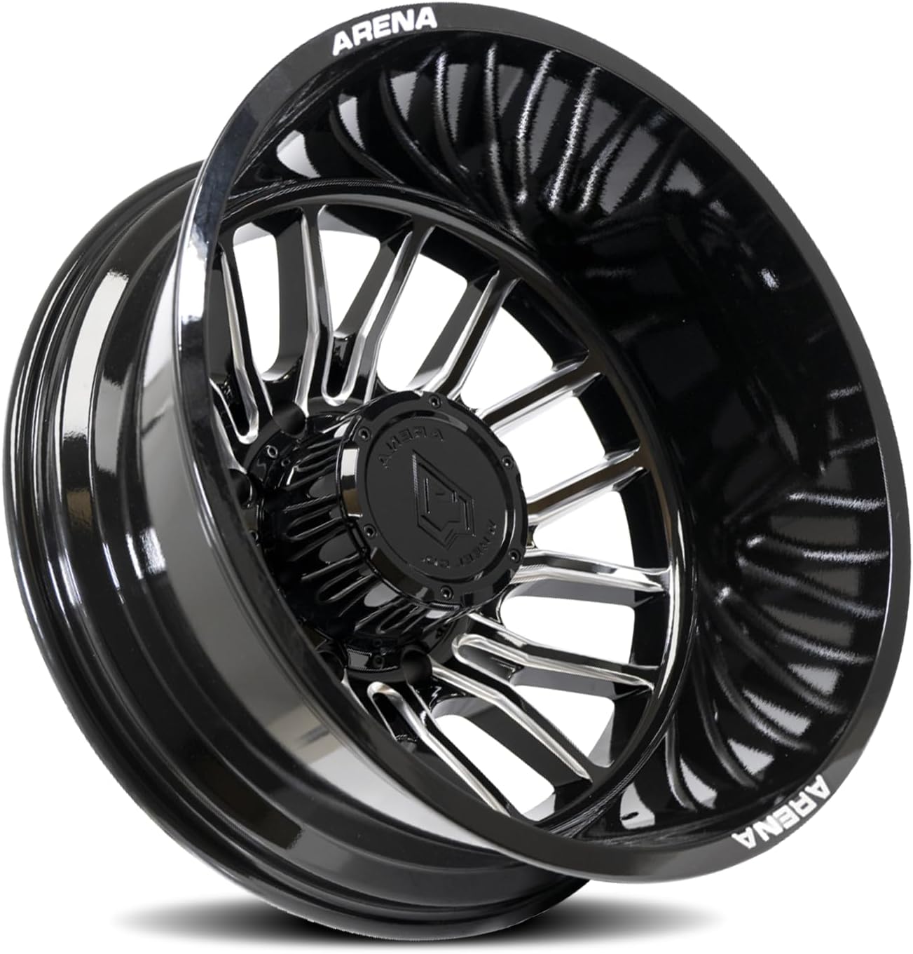 A113 Dually Thunder Rear Wheel, Gloss Black And Milled, Size: 22x8.25, Bolt Circle: 8x210 (-220mm Offset)