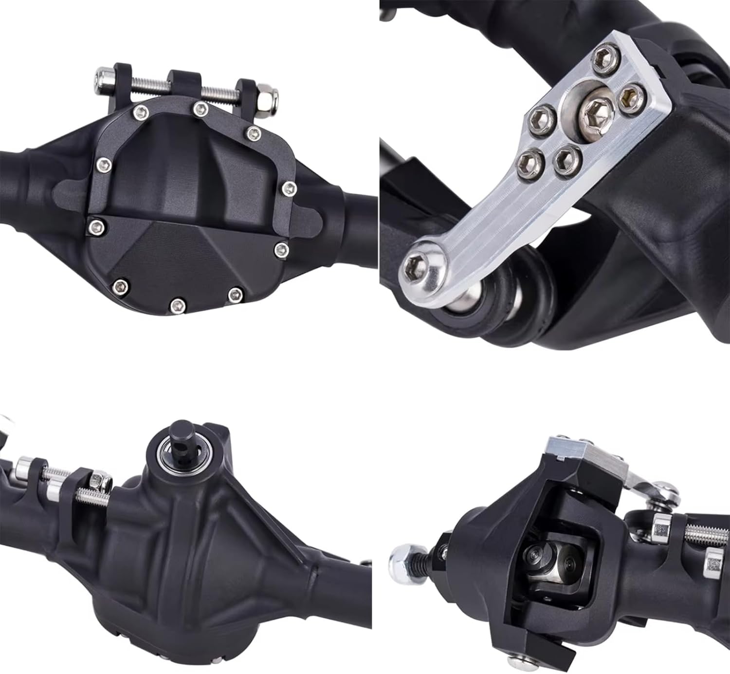 Rc Crawlers Axles For Axial For SCX10 II VS4-10 1/10 Front Rear Straight Axles CNC Aluminum Axle Alloy Upgrade Parts RC Crawler Accessory(Black,1set)