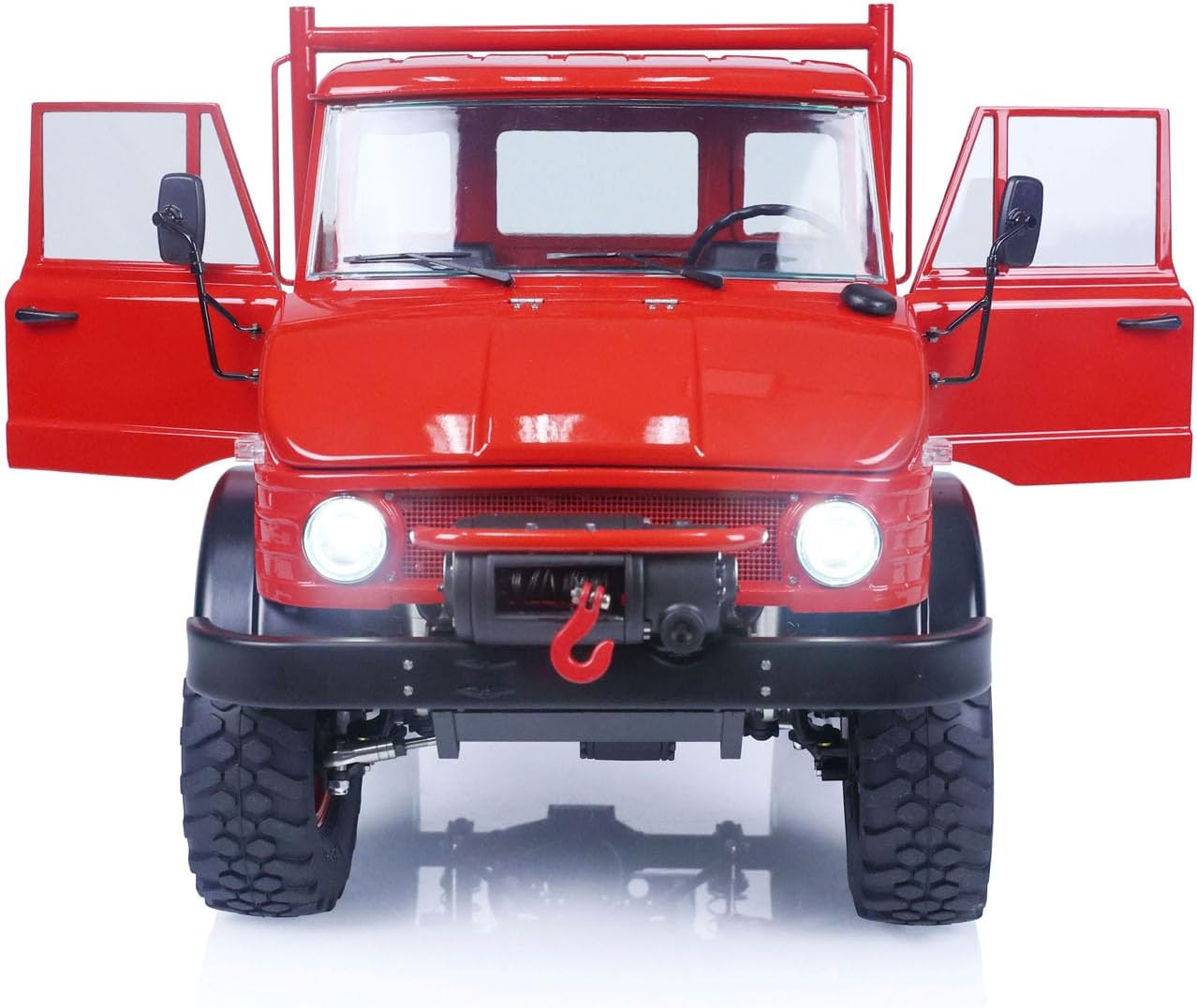 LESU 1/10 4X4 Metal RC Off-Road Vehicles for U406 Climbing Truck Car I6S Radio Brushed Winch Light Sound 2 Speed Transmission Red RTR Crawler Model