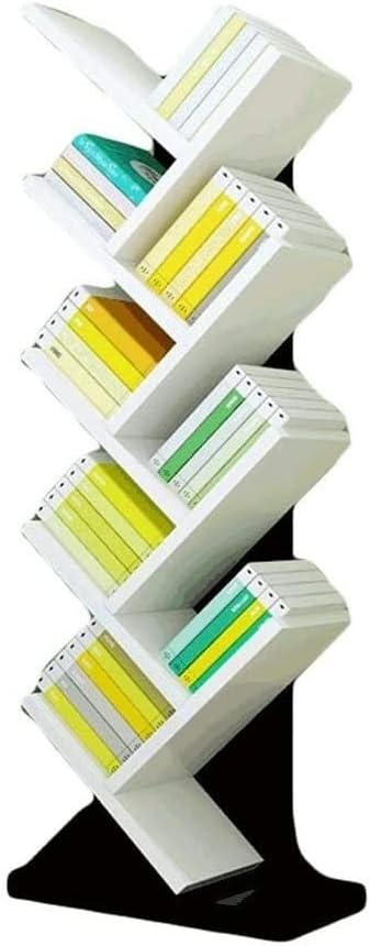 REIFOR Book Shelf Bookshelf Bookcase 9 Layer Bookshelf Tree-Shaped Books CD Display Stand Wooden Bookshelf Can Bear 50KG Bookcase,Storage Organizer Bookshelves Bedroom (Color : Black+White)