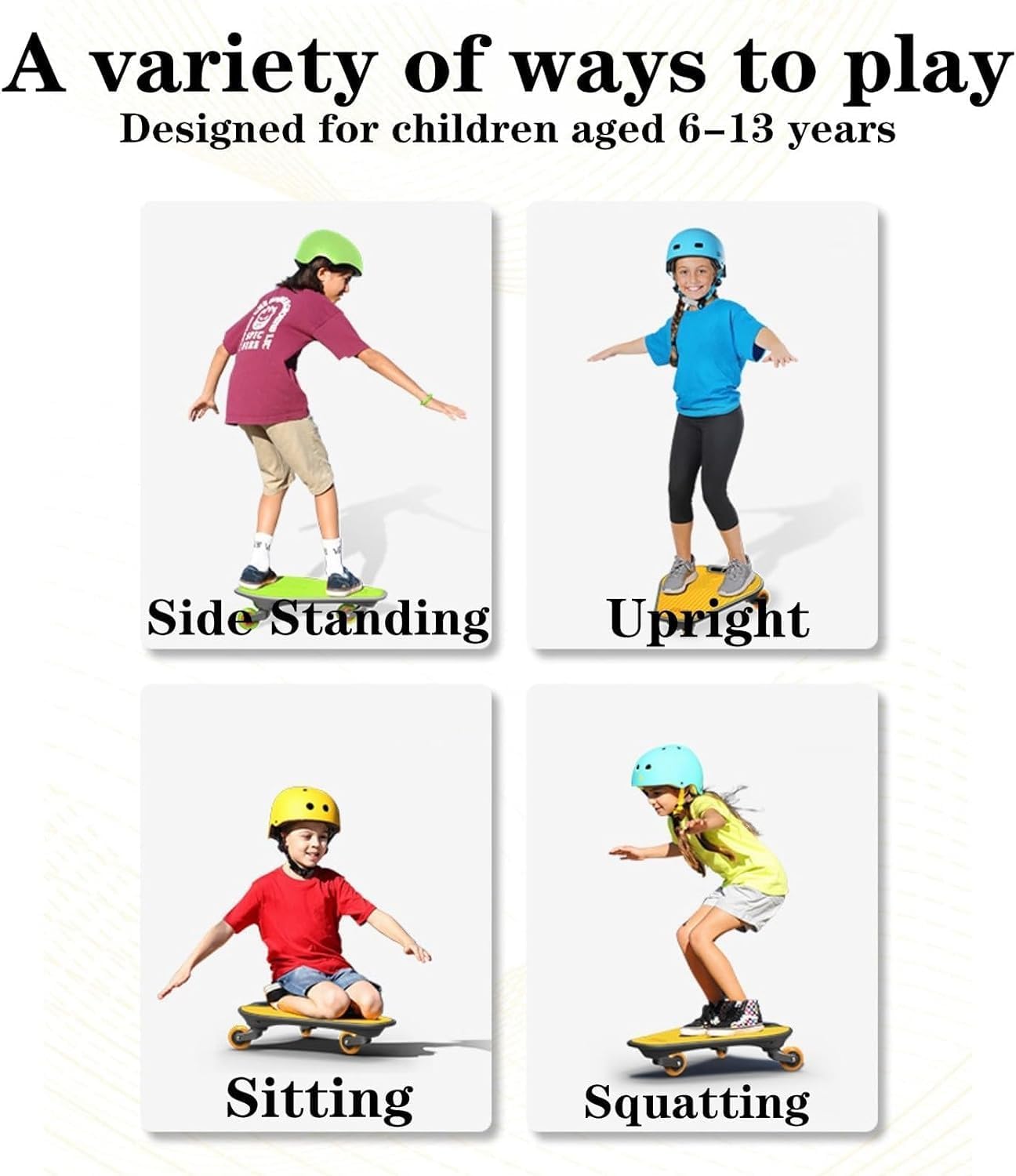 Skateboard for Kids with Bright LED Wheels Wide Base Combo Skateboard and Balance Board, Suitable for Beginners, Can Bear 220 Pounds