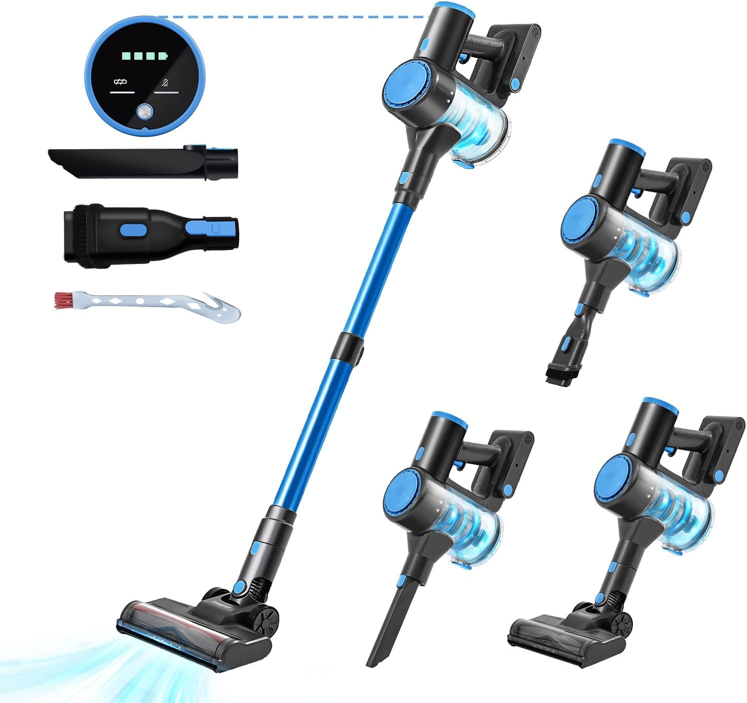 Sweepcent Cordless Vacuum Cleaner with 35Kpa Suction, Battery Vacuum Cleaner with LED Headlight & Anti-Tangle Brush, 6in1 Lightweight Cordless Vacuum for Home, Pet Hair, Hard Floors, Carpet