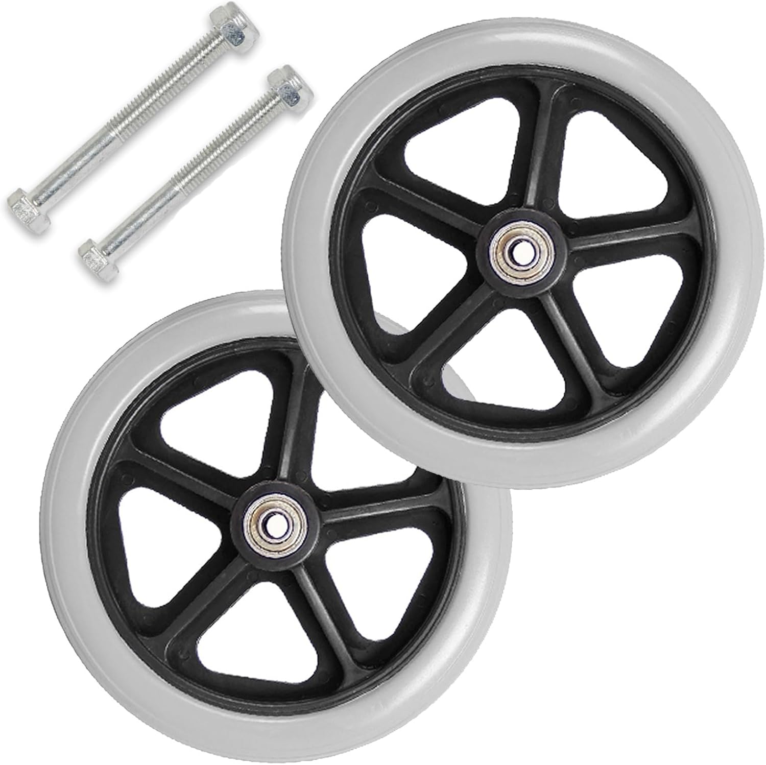 Wheelchair Wheel Replacement Parts, Front Wheel for Electric Wheelchair, Replacement Rollator Accessories 6/7/8inch, Durable ABS Wheel Hub (8IN 2Pcs), Easy to Install, for