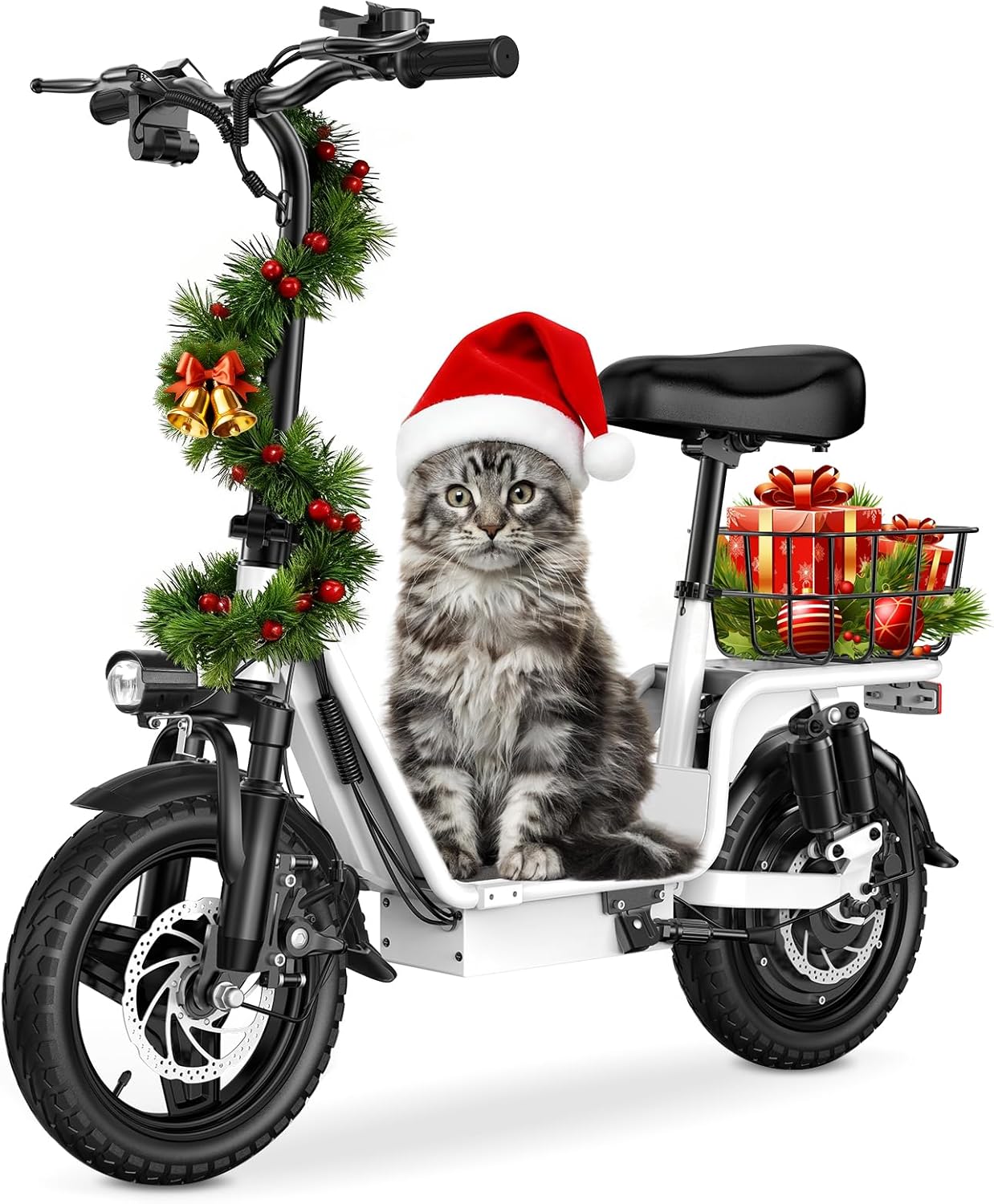 Adults Electric Scooter with Seat,1000W Peak Motor 48V 10.4AH Foldable Electric Scooter,14