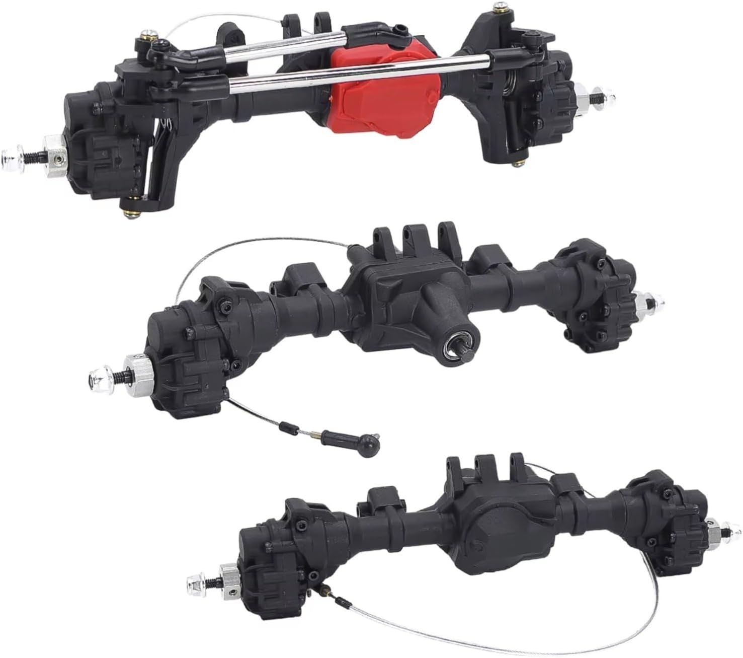 RC Front Rear axle Compatible with Traxxas for TRX-4 6WD 1/10 RC Crawler Upgrades Parts Front Middle Rear Portal Complete Axles T-Lock Differential(1set)