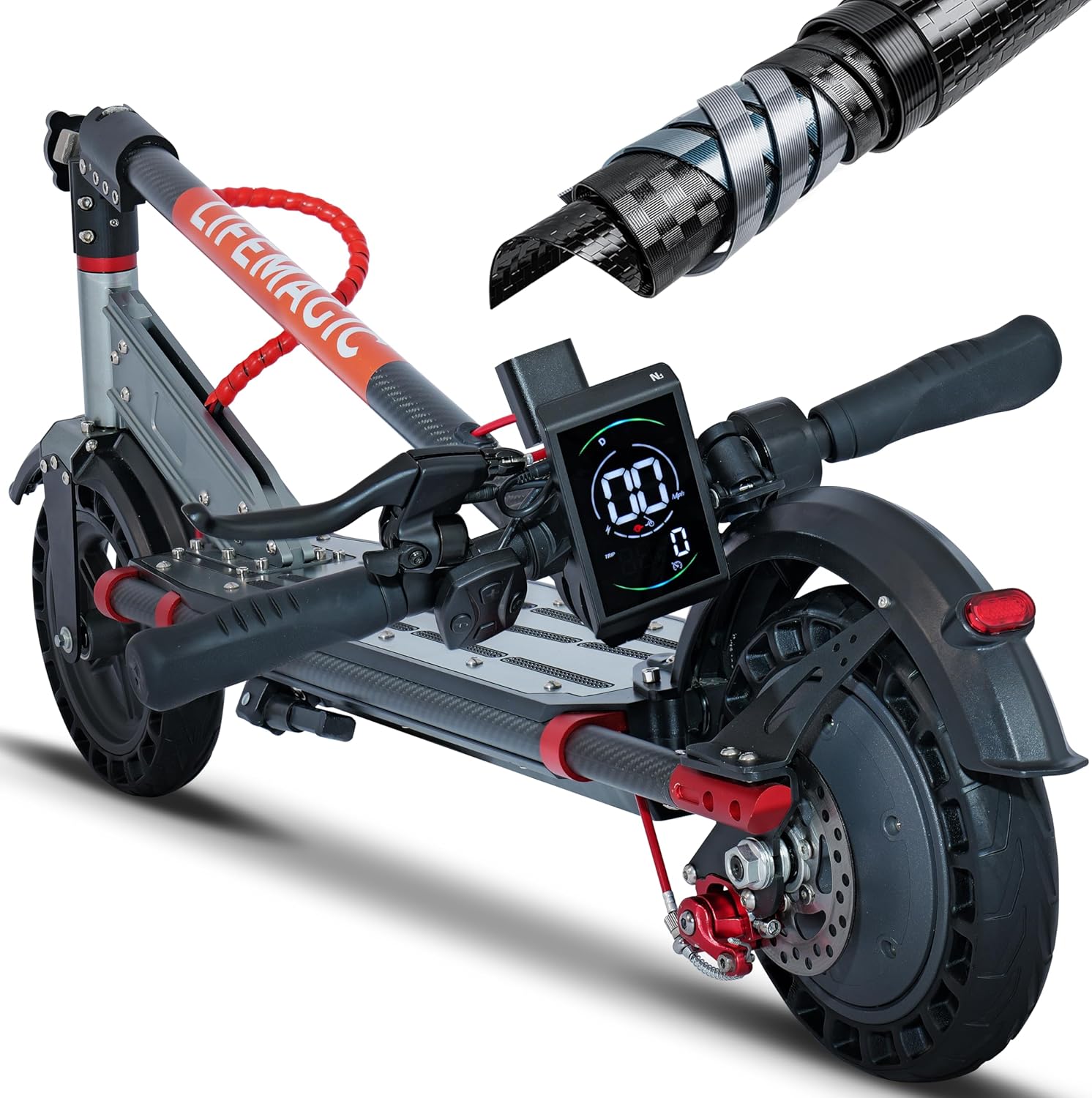 Ultralight Foldable Electric Scooter for Adults, 26 lbs Carbon Fiber, 22 MPH & 22 Mile Range, 350W Motor, 10