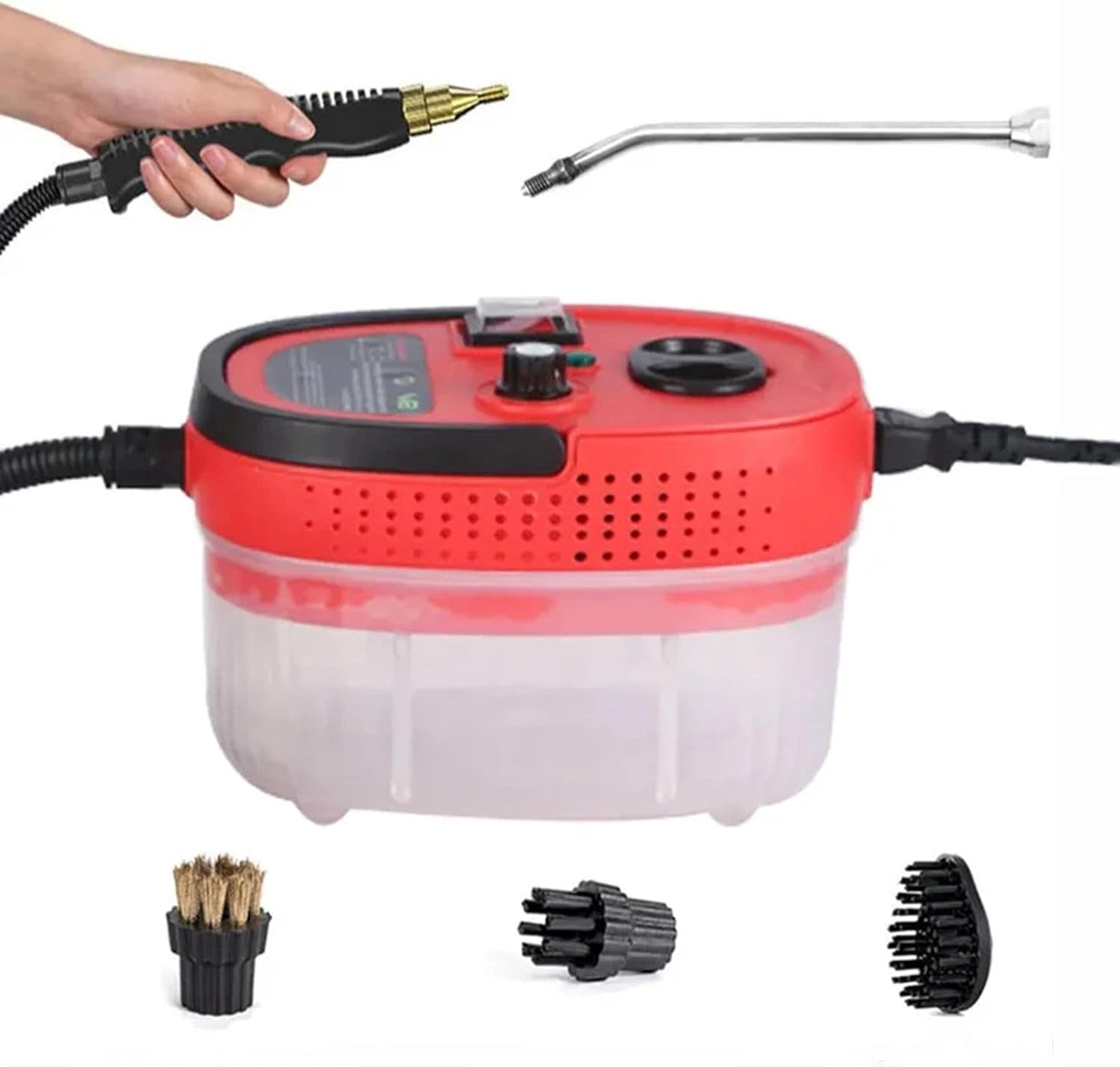 GAOQLX-RSDK Steam Cleaner 2500W High Pressure Steam Cleaner Handheld High Temperature Cleaning Machine for Kitchen Home Car Steam Cleaning,Red