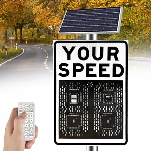 Solar-Powered Speed Limit Radar Sign with LED Display, Wireless Remote Traffic Feedback, IP65 Weatherproof, 60x90cm - Enhance Safety and Visibility on Roads