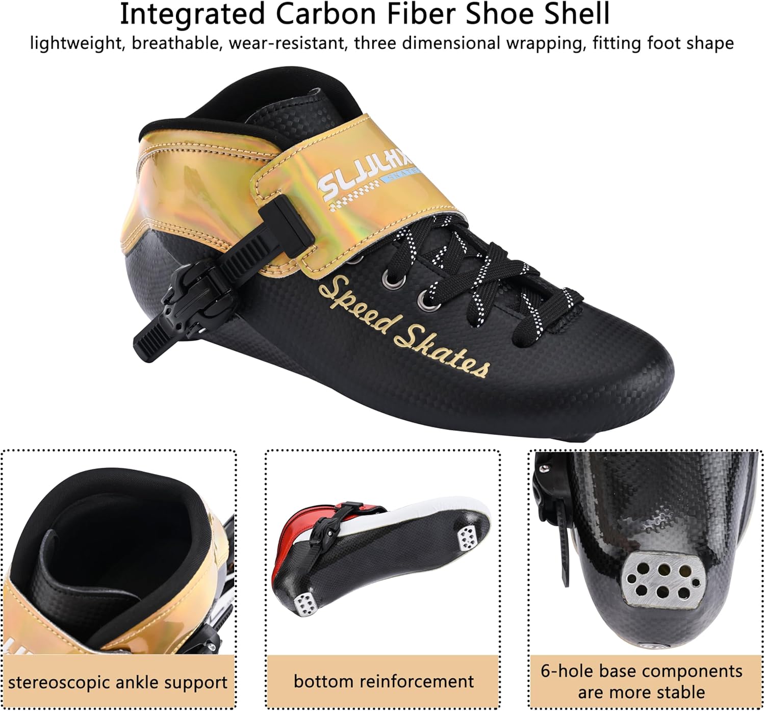 Inline Speed Skates Adult for Mens Womens, Professional Fitness Racing Skates Adult Male, High Performance Roller Skating, Black