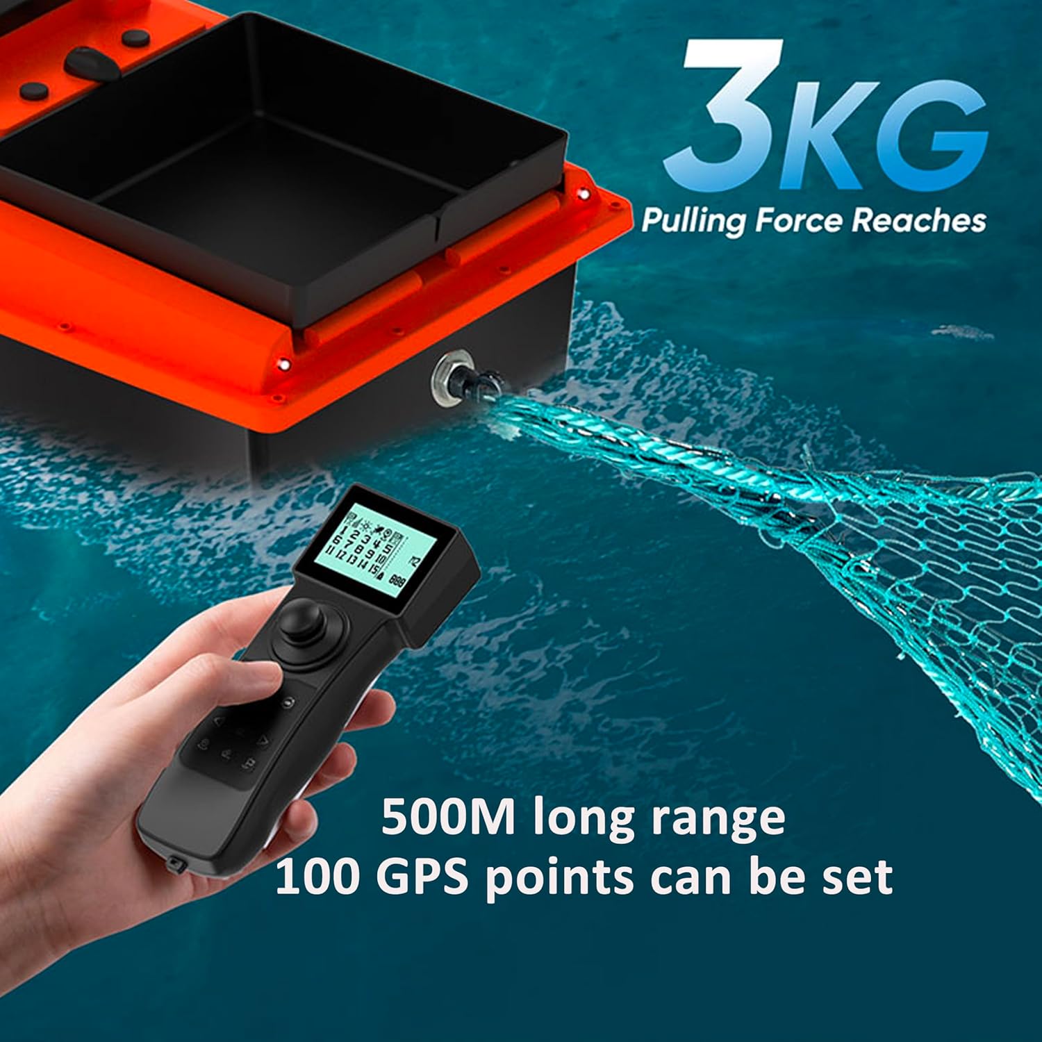 High Speed RC Fishing Bait Boat for Ocean Lake Fishing with GPS, 500M Range, 4.5KG Load, Cruise Control