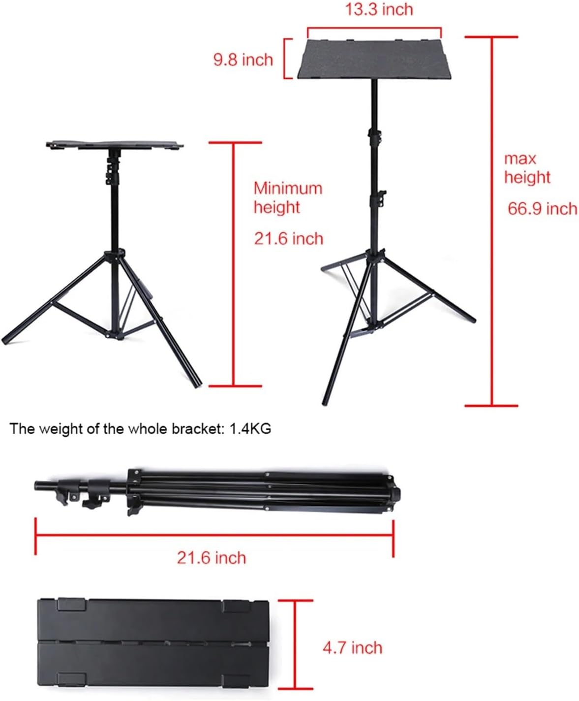 T160 Projector Tripod Laptop Floor Height Adjustable Stand