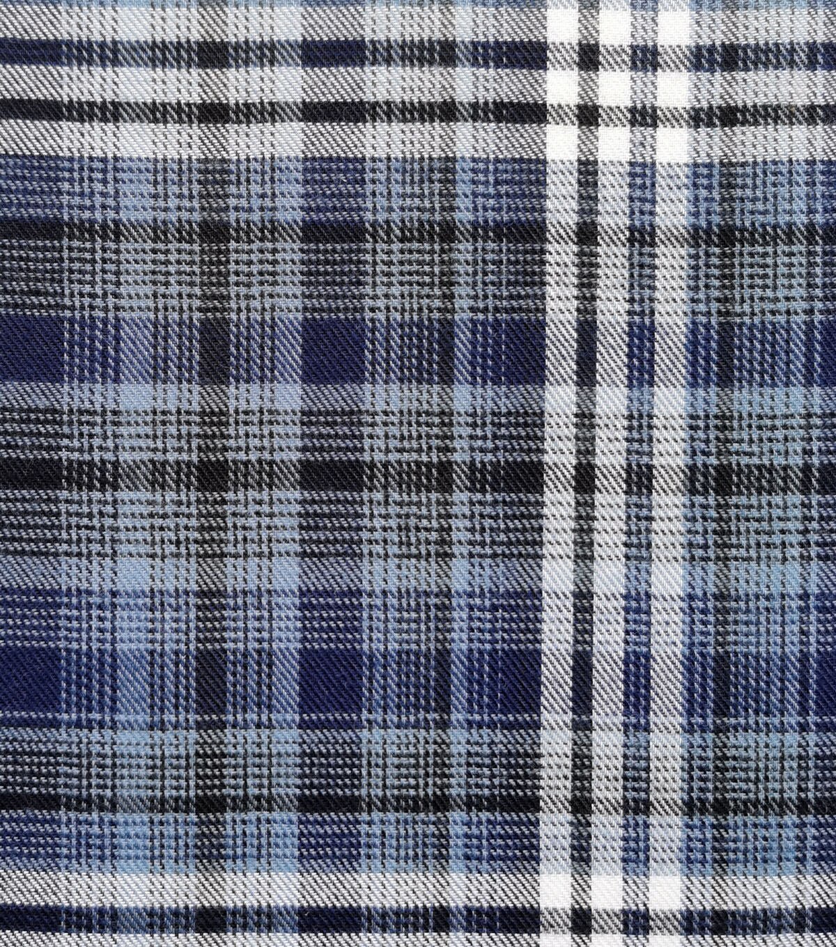 Navy Box Brushed Plaid Polyester Flannel Fabric