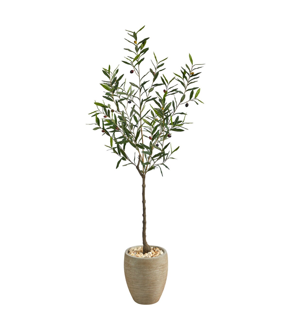 Nearly Natural 5.5' Olive Artificial Tree in S& Colored Planter