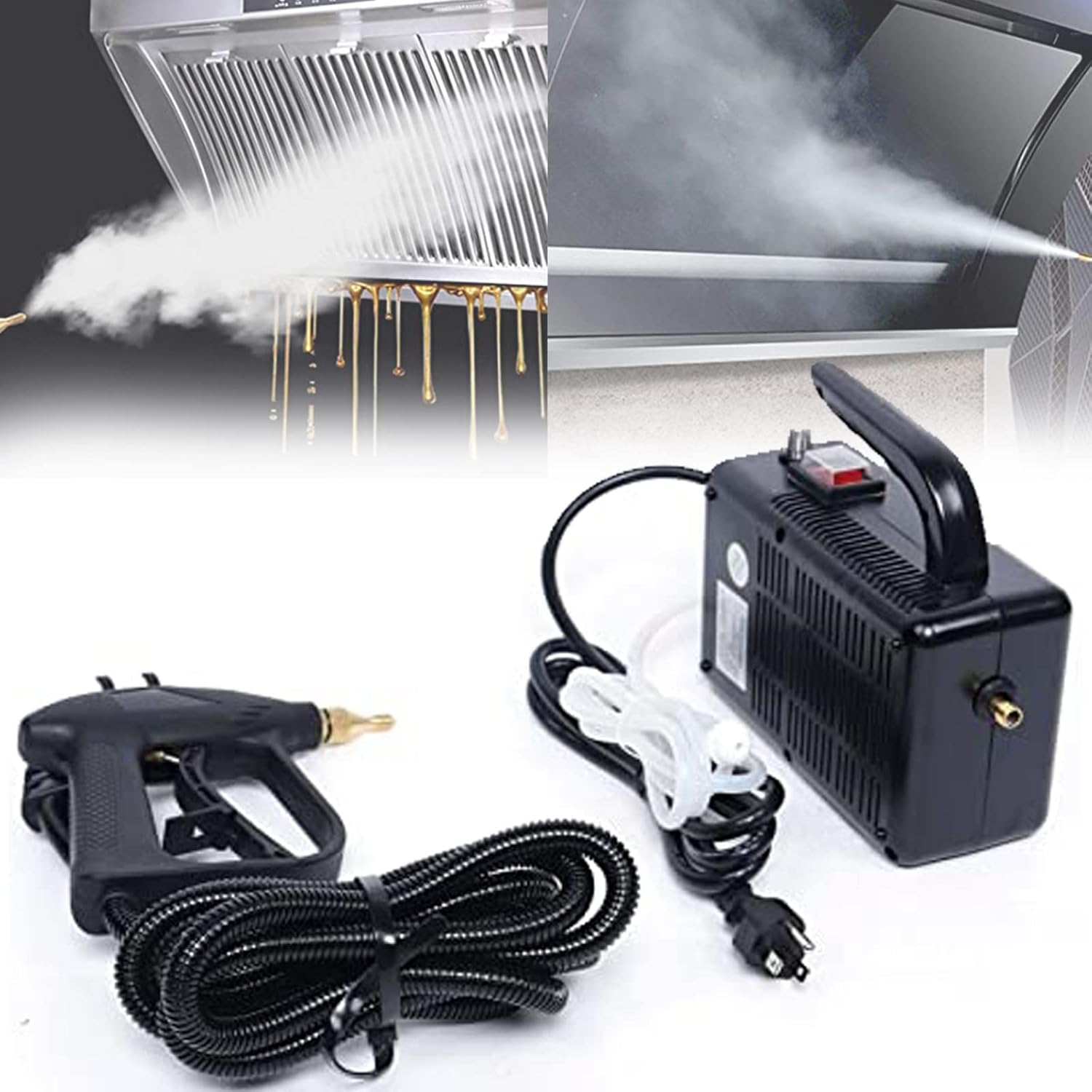 XYEJL Portable Steam Cleaner, High Pressure Household Steamer Machine 1700W 110V Handheld Steam Cleaner for Cleaning Floors/Counters/Home Appliances/Windows/Autos,Black