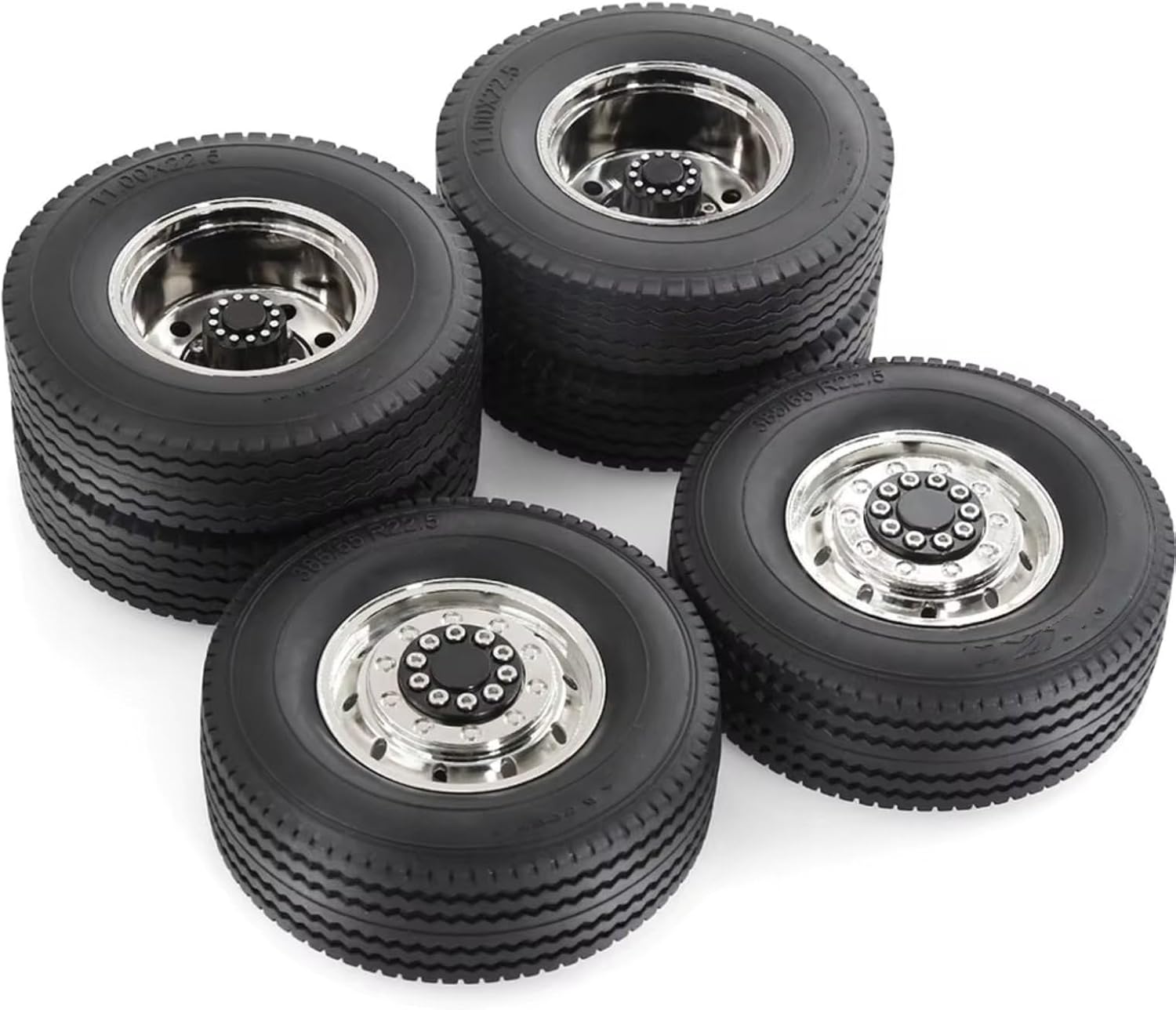 Compatible with Tamiya 1/14 RC Truck Cars Upgrade Parts Spare Accessories for Universal Metal Wheel Rim Tire Set RC Car Parts(1set)