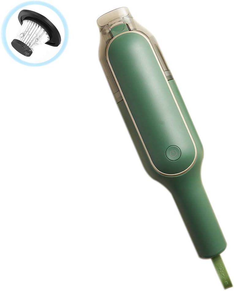 Handheld Vacuum Cleaner Cordless 5000Pa Rechargeable Car Vacuum Cleaner with HEPA Filter for Home, Car and Pet,White (Green)