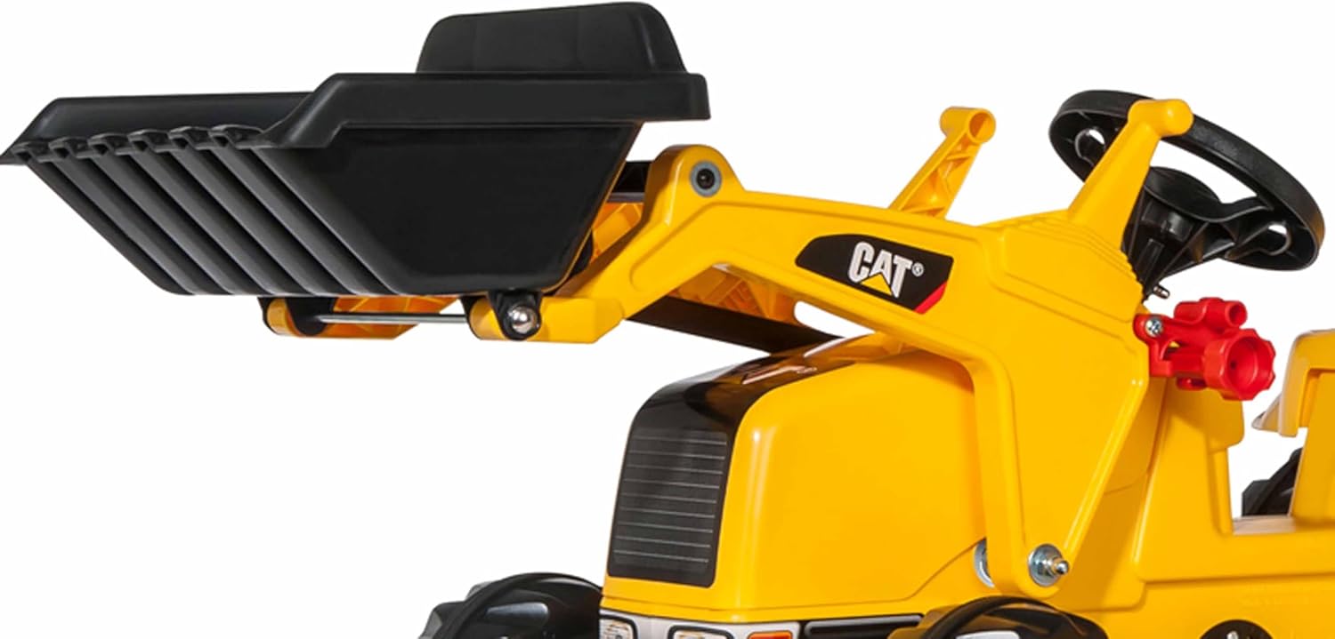 rolly toys CAT Construction Pedal Tractor: Front Loader Tractor with Detachable Trailer, Youth Ages 2.5+ , Yellow