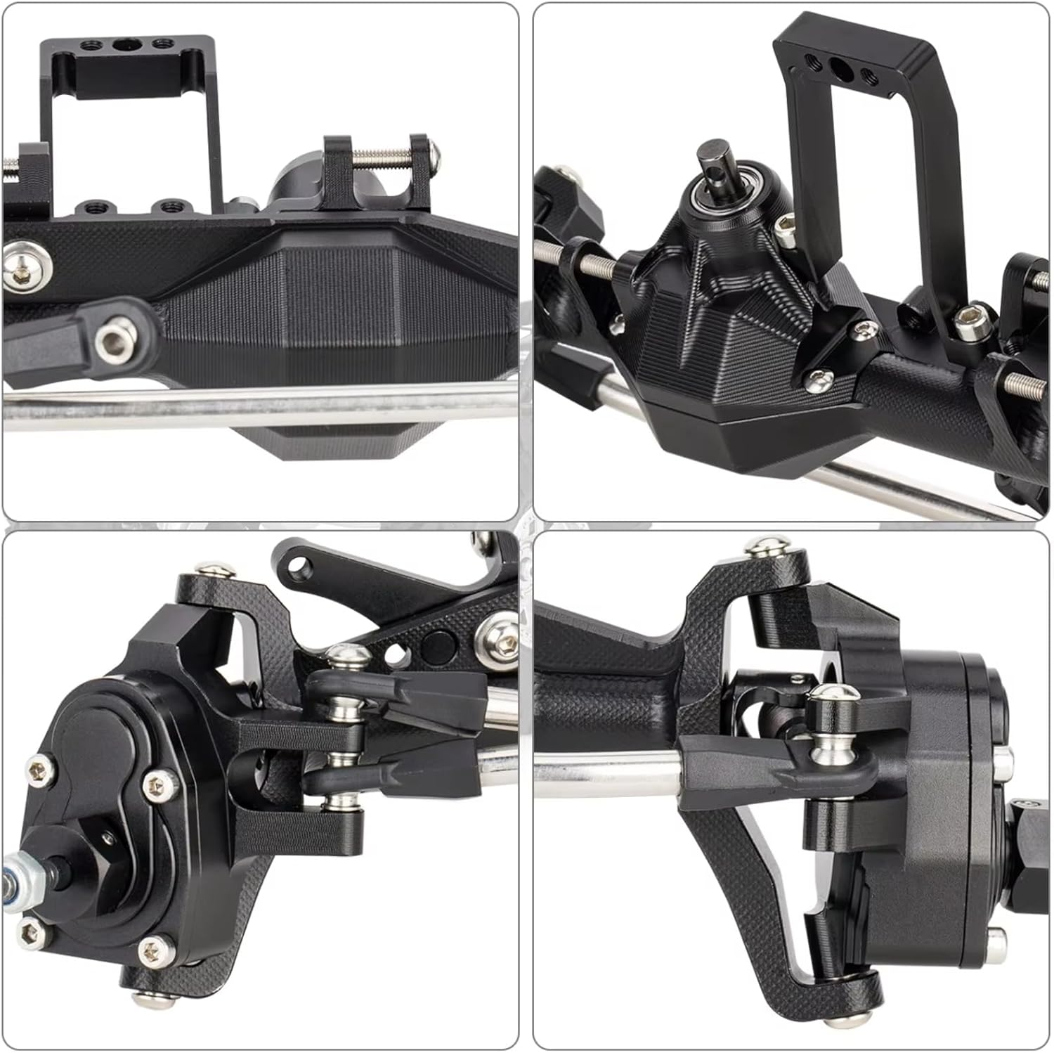 Compatible with SCX10 III for Capra H10 for LCG 1/10 RC Cars Parts Aluminum Offset Portal Axle Set with Servo Mount RC Front and Rear Axle(Silver,1Set)