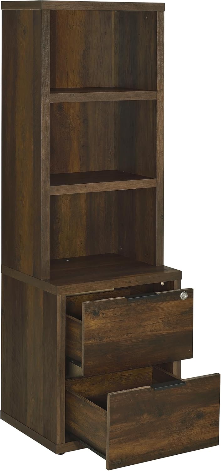 Coaster Home Furnishings Westpark 3-Shelf Bookcase USB and Lockable Drawer Dark Pine