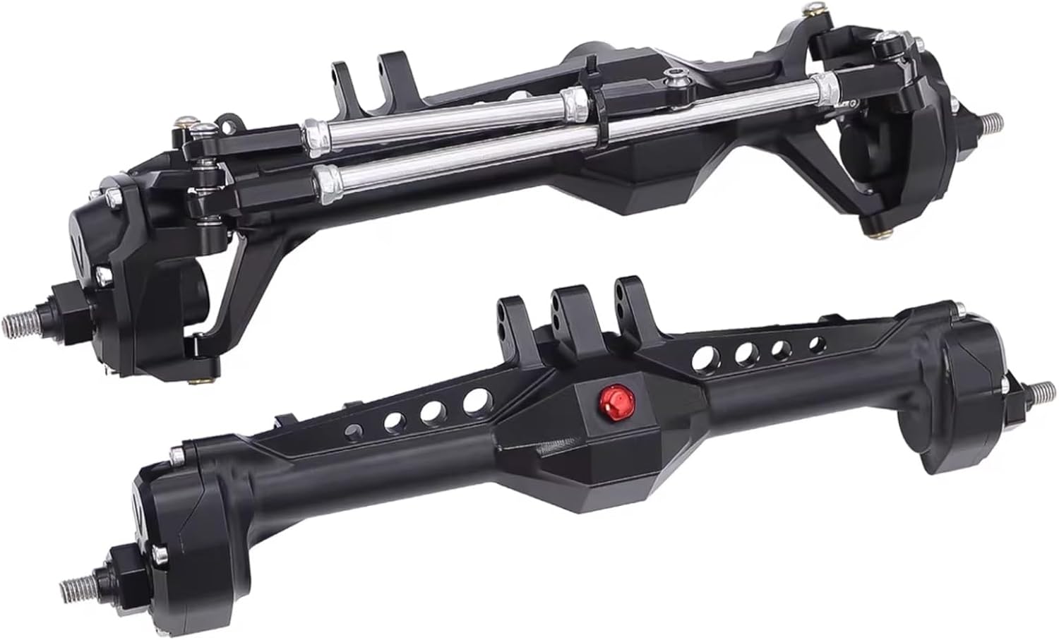 Rc Crawlers Axles For Vanquish Products VS4-10 For Phoenix F10 1/10 Aluminum Front Rear Portal Axles Assembly Upgrade Parts Scale RC Crawler(Black,1set)