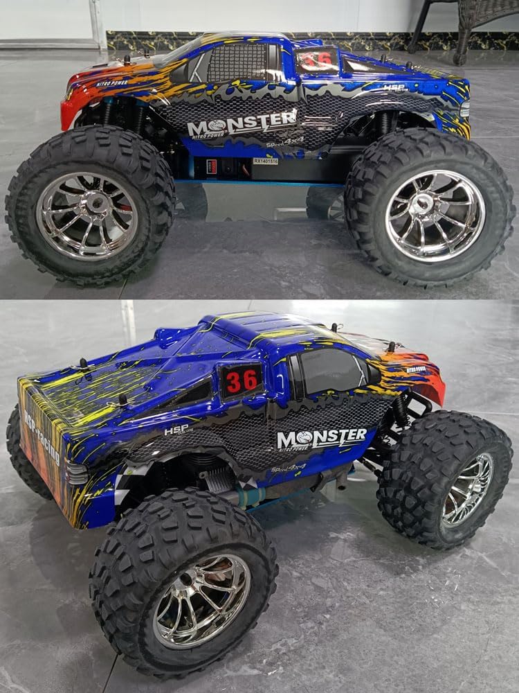 1/10 Nitro RC Truck for Adult RTR 80KM/H Fast Nitro Gas Power Car High Speed Off Road Climbing Vehicle Gas-Engine 4WD Remote Control Truck Hobby Racing, Oil-Powered Short Course Rally Crawler