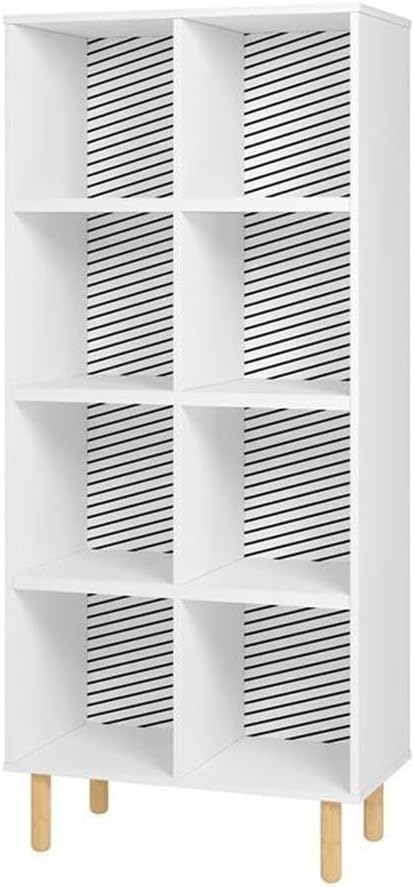 Manhattan Comfort Essex 60.23 Double Bookcase with 8 Shelves in White and Zebra