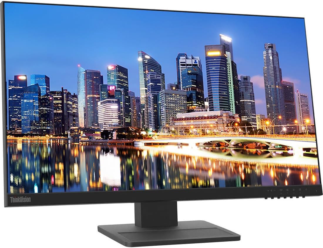 Lenovo ThinkVision E24 1920 x 1080 LED FHD LCD Monitor, 2-Pack Bundle with HDMI, VGA, Speakers, DisplayPort, Dual Monitor Stand, ThinkPad USB-C Dock, MK540 Wireless Keyboard and Mouse, and Wrist Pad