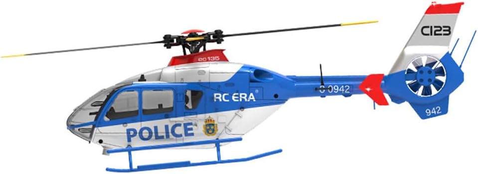 Remote Control Helicopter Model, C123 EC135 RC Helicopter 6CH Single-Rotor Gyroscopic Airplane with 6-Axis Gyro, 1/36 Scale RC Aircraft for Adults Beginners, 2 Batteries