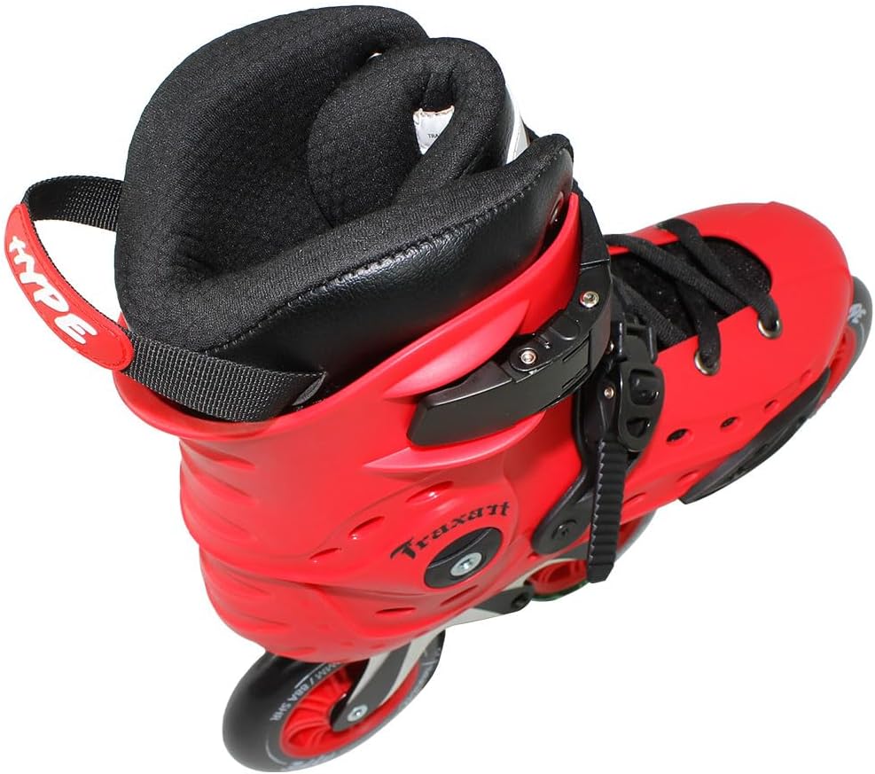 TRAXART Urban 3-Wheel Inline Skates – Hype Red Hardboot, CNC Aluminum Frame, 110mm Wheels, Chrome ABEC-9 Bearings for Men and Women