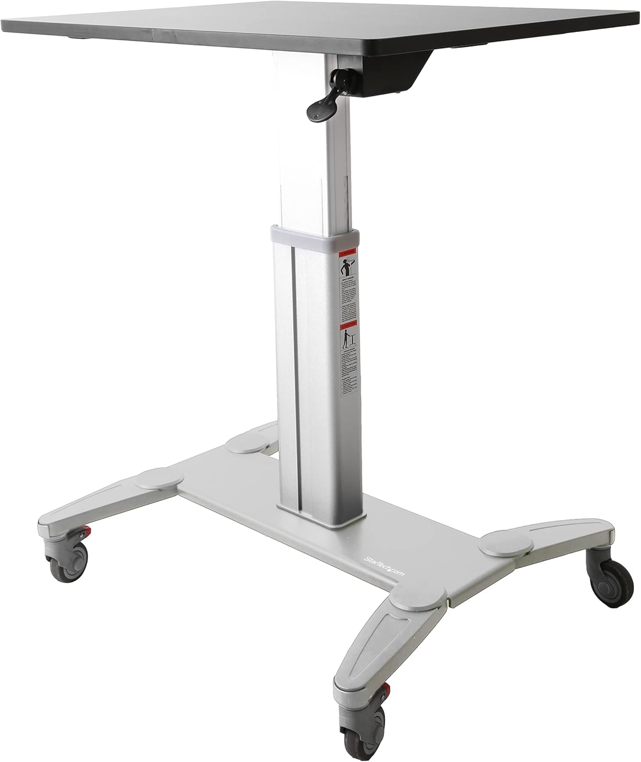 StarTech.com Mobile Standing Desk - Portable Sit Stand Ergonomic Height Adjustable Cart on Wheels - Rolling Computer/Laptop Workstation Table with Locking One-Touch Lift for Teacher/Student (STSCART)