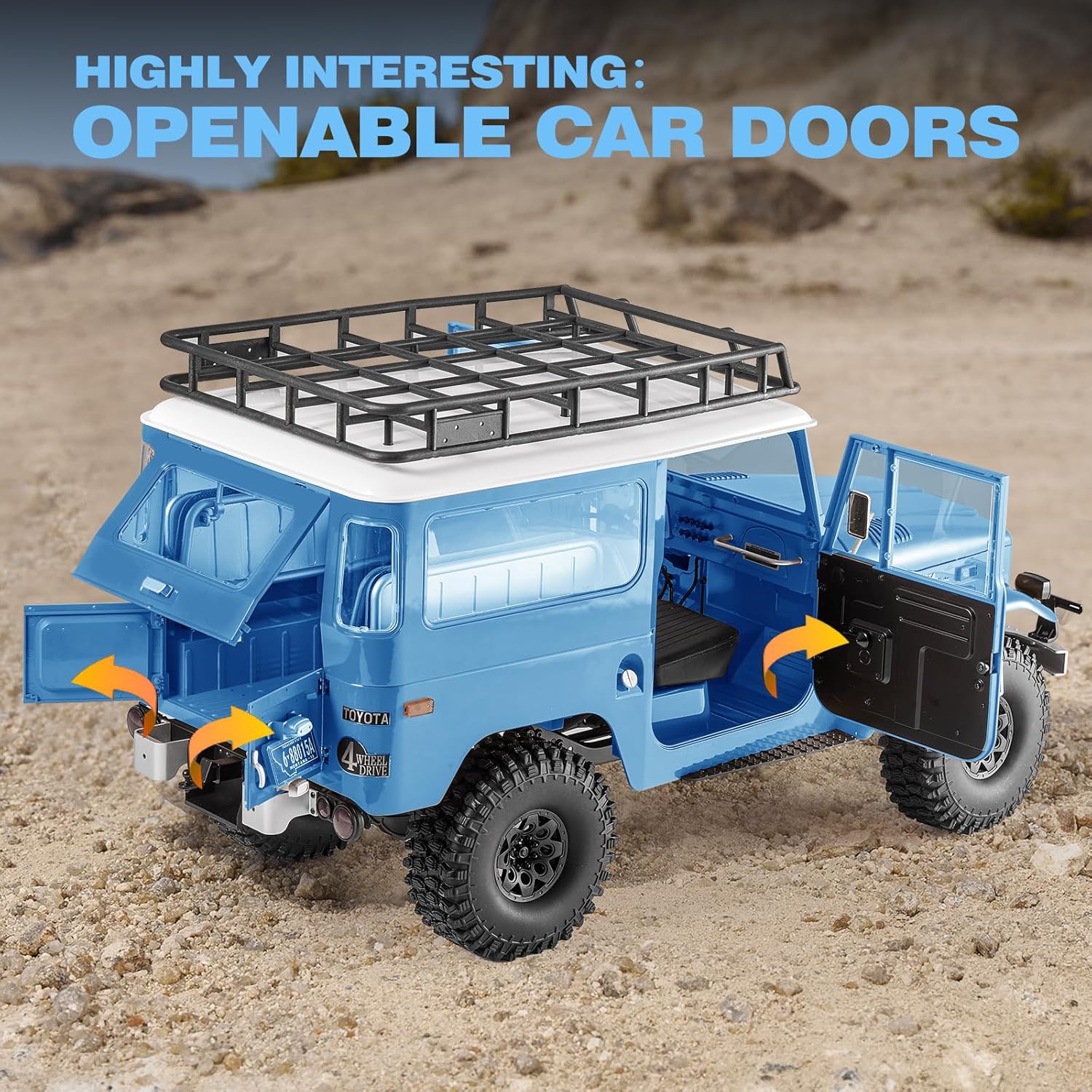 BEEZRC FMS 1/10 RC Crawler FJ40 Toyota Licensed RS 4WD 2.4G Model Rc Car Hobby 4x4 RC Rock Crawler Offroad RC Truck Remote Control Car with Transmitter for Adults (Blue) FMS11035RSBU