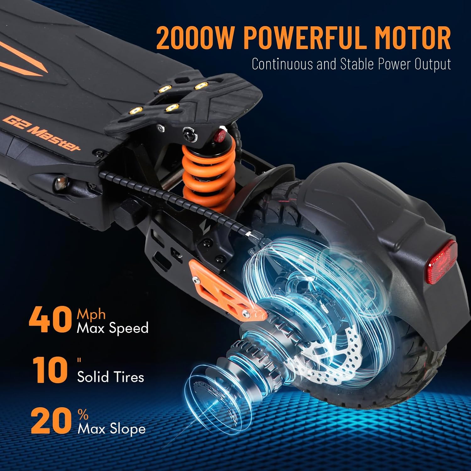 KUKIRIN G2 Master/G2Max Electric Scooter, 2000W Motor, 40 Mph Max Speed & 40 Miles Max Range, with 10'' Off-Road Tire, Foldable Electric Scooter for Adults, Teens, Load 264 Lbs