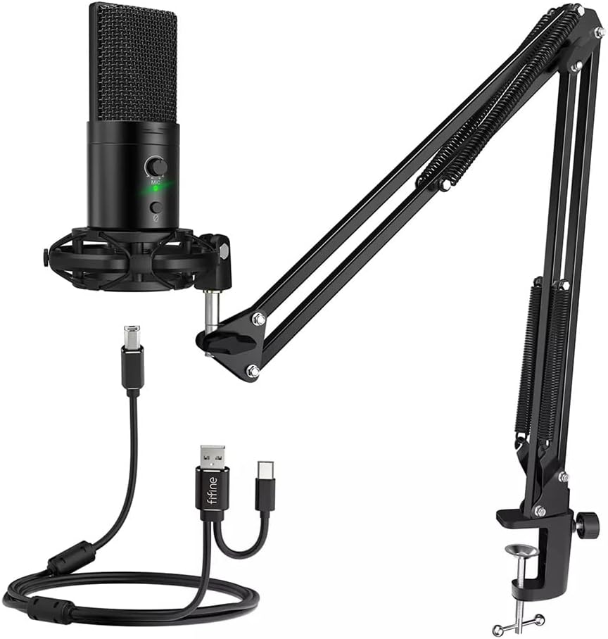 Game Streaming Microphone Kit is Suitable for Pc Computer, Boom Mute Button and Gain, Podcast Recording Studio Microphone,