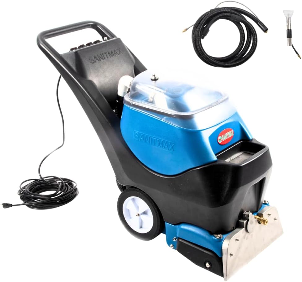 Commercial Walk-Behind Carpet Extractor Machine, 160 PSI Cold Water Carpet Cleaner, 21 KPA, 10.5-Gal Tank for Large Areas, Comes with Spot Cleaning Tool and Hose
