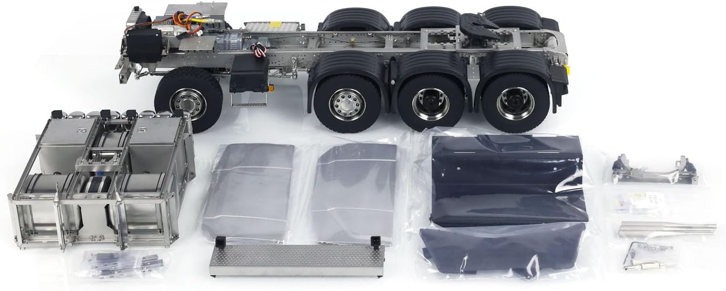 8x8 Metal Chassis for 770S 1/14 RC Tractor Truck DIY Model 3-Speed Transmission Differential Lock Axles Hobby Grade Model Parts
