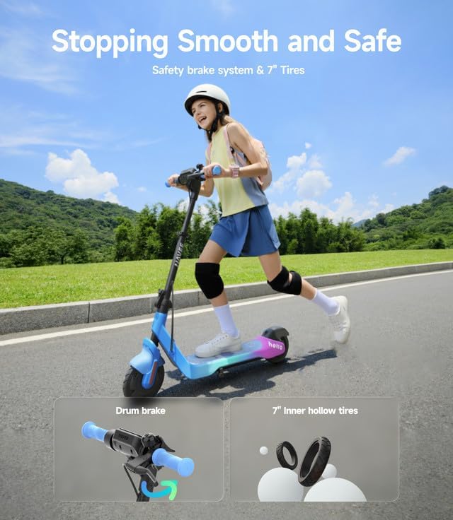 NAVEE K100 Series Electric Scooter for Kids 5-11, Adjustable Handlebar/Speed, Digital Pet, 12.4/9.9/7.5 mph, Safe Brake, Foldable, RGB Lights, Smart APP, Growing Adventurer Gift for Boys Girls, UL2272