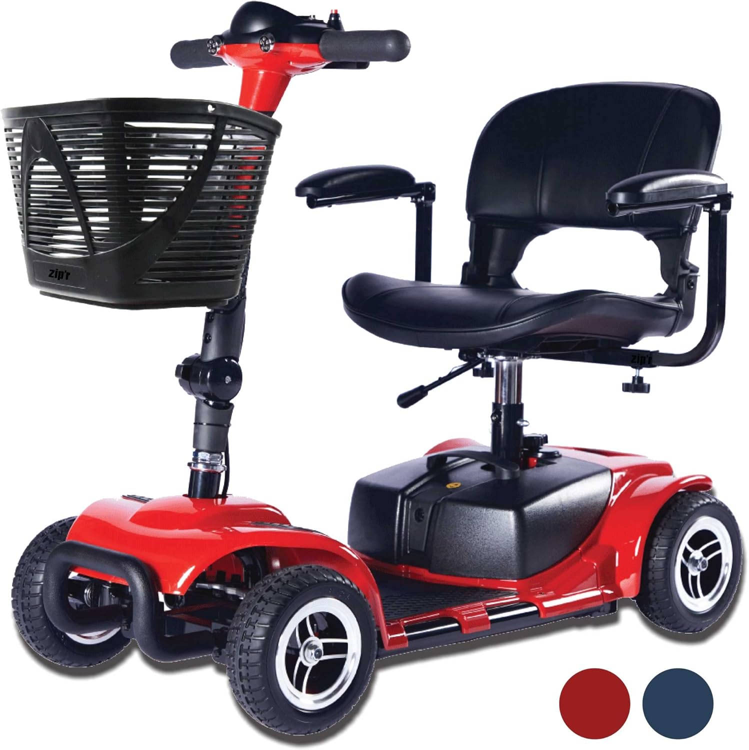 Zipr Roo 4 Wheel Mobility Scooter - 29 lbs Heaviest Piece - Powered Wheelchair - Compact Heavy Duty Mobile for Travel, Seniors, Adults, Handicapped - Long Range Battery with Charger Basket Included