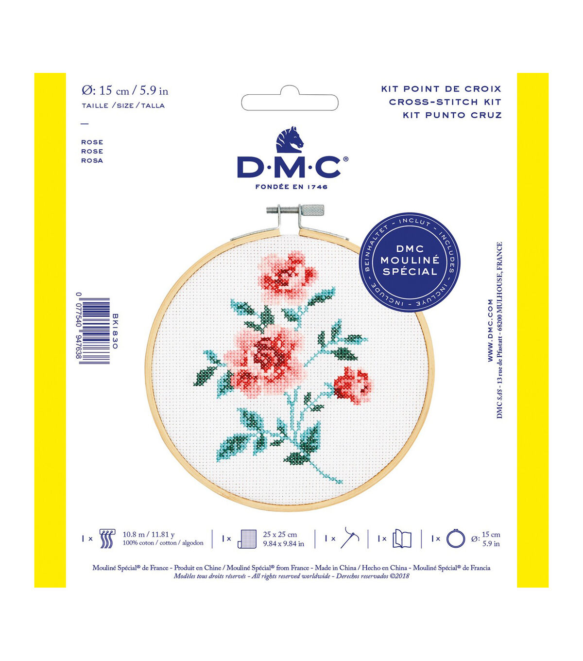 DMC 6 Rose Counted Cross Stitch Kit